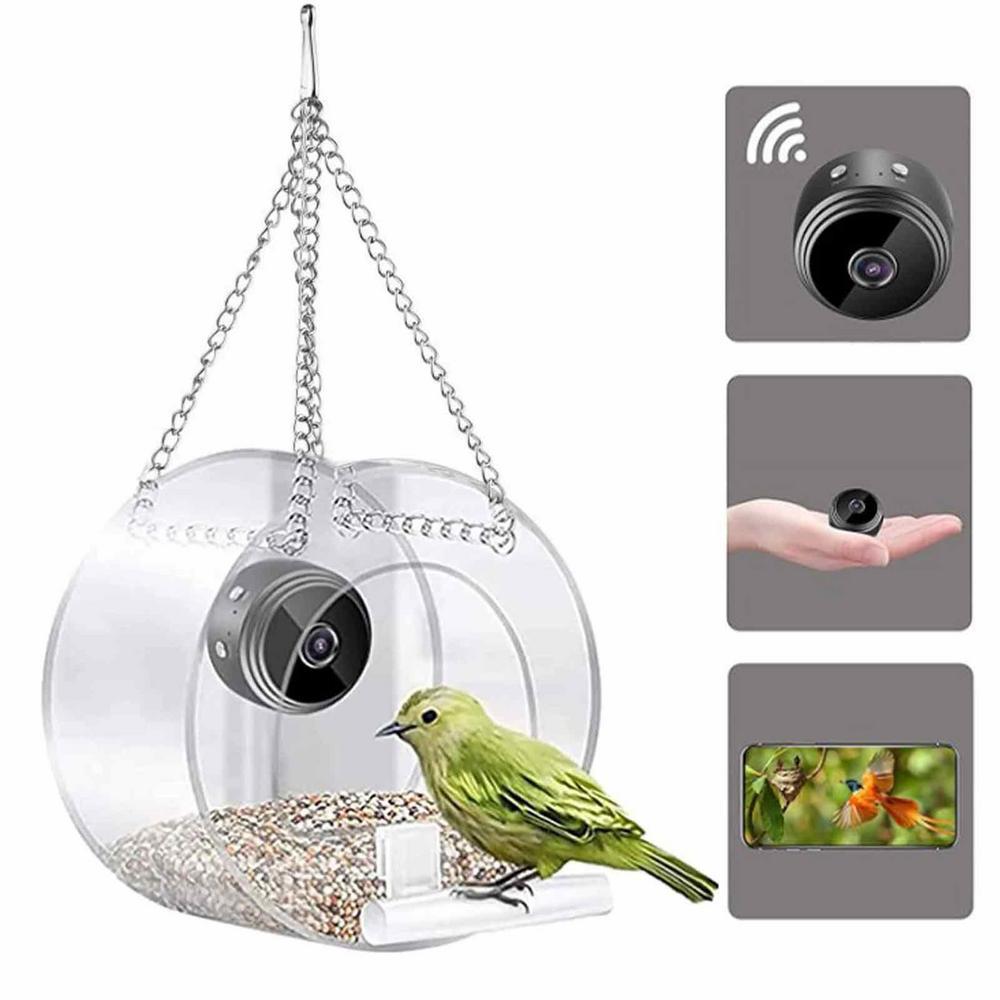 Bird Feeder Camera Wifi Smart Ai - เครื่องให้อาหารนกอัจฉริยะพร้อมกล้อง กล้องถ่ายภาพสัตว์ป่ากลางแจ้ง ระบบตรวจจับด้วย AI เชื่อมต่อ WiFi