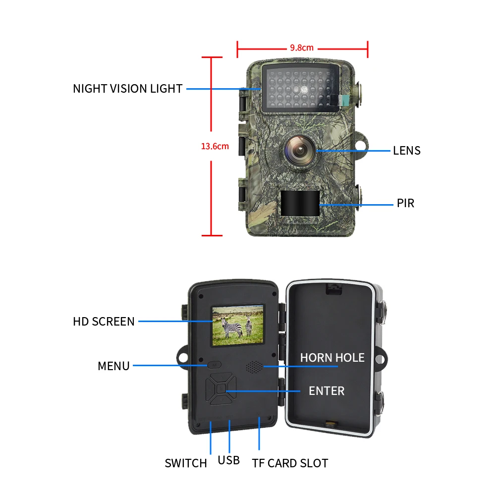 กล้องติดตามสัตว์ป่า 16MP 1080P - Night Vision Trail Camera Infrared Leds บทวิจารณ์และราคา