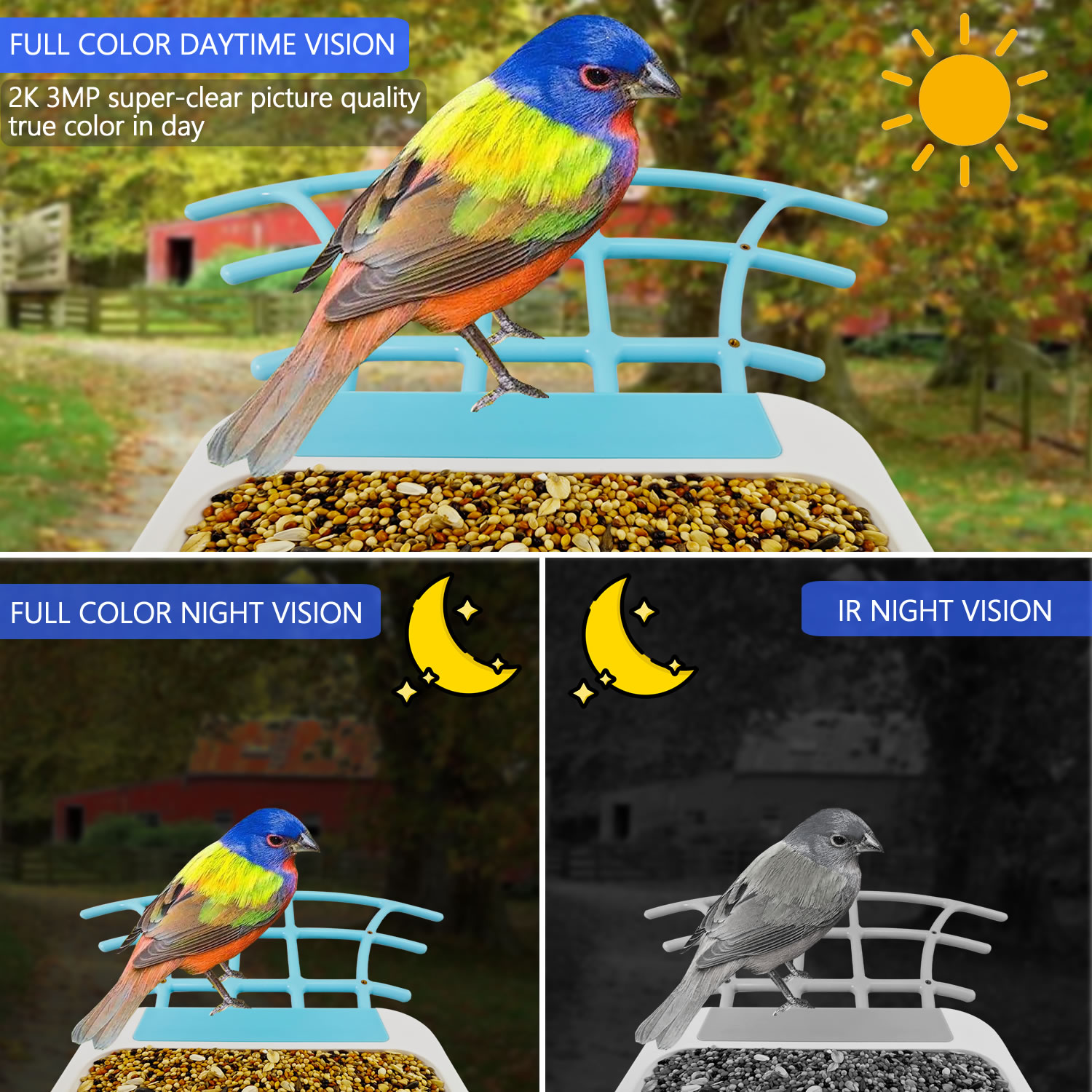 กล้องวงจรปิดไร้สายอัจฉริยะสำหร - Bird Feeder Camera Wifi Smart Ai บทวิจารณ์และราคา
