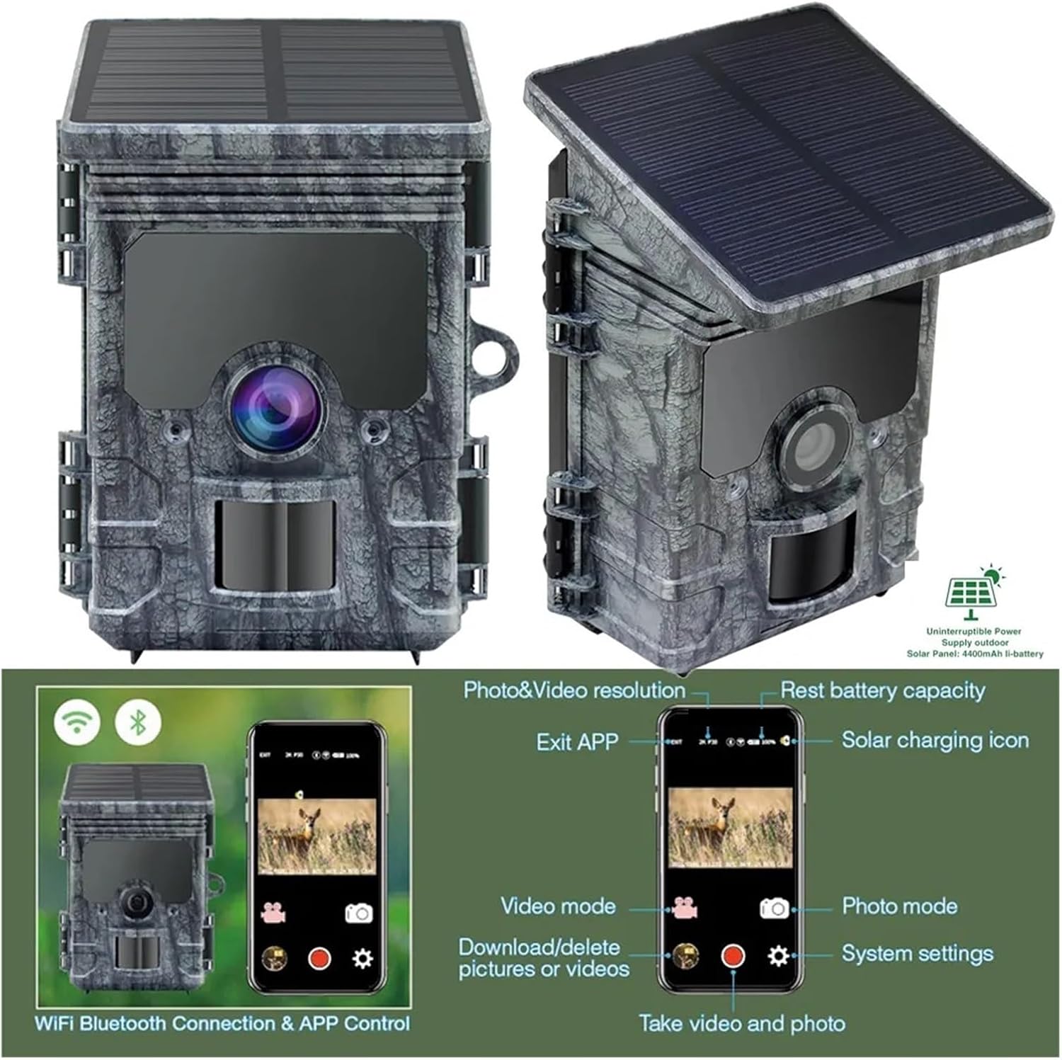 กล้องดักถ่ายสัตว์ป่า 4K WiFi ใ - Trail Camera Solar Panel Powered บทวิจารณ์และราคา