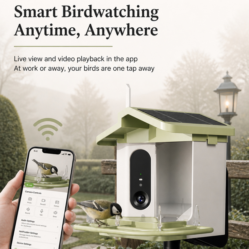 เครื่องให้อาหารนกพลังงานแสงอาท - Bird Feeder Camera Wifi Smart Ai บทวิจารณ์และราคา