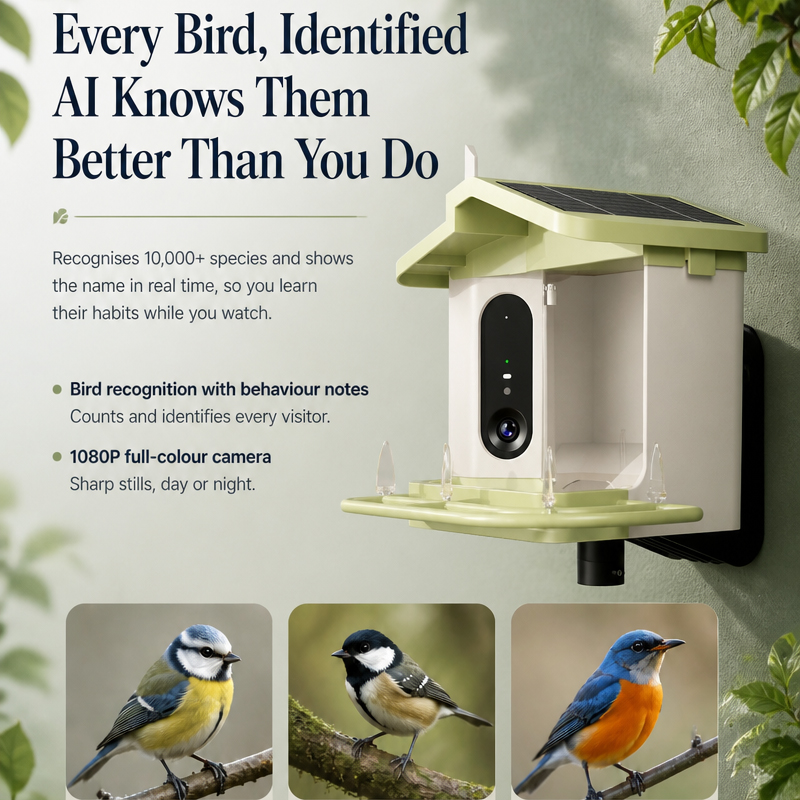 เครื่องให้อาหารนกอัจฉริยะพร้อม - Bird Feeder Camera Wifi Smart Ai บทวิจารณ์และราคา